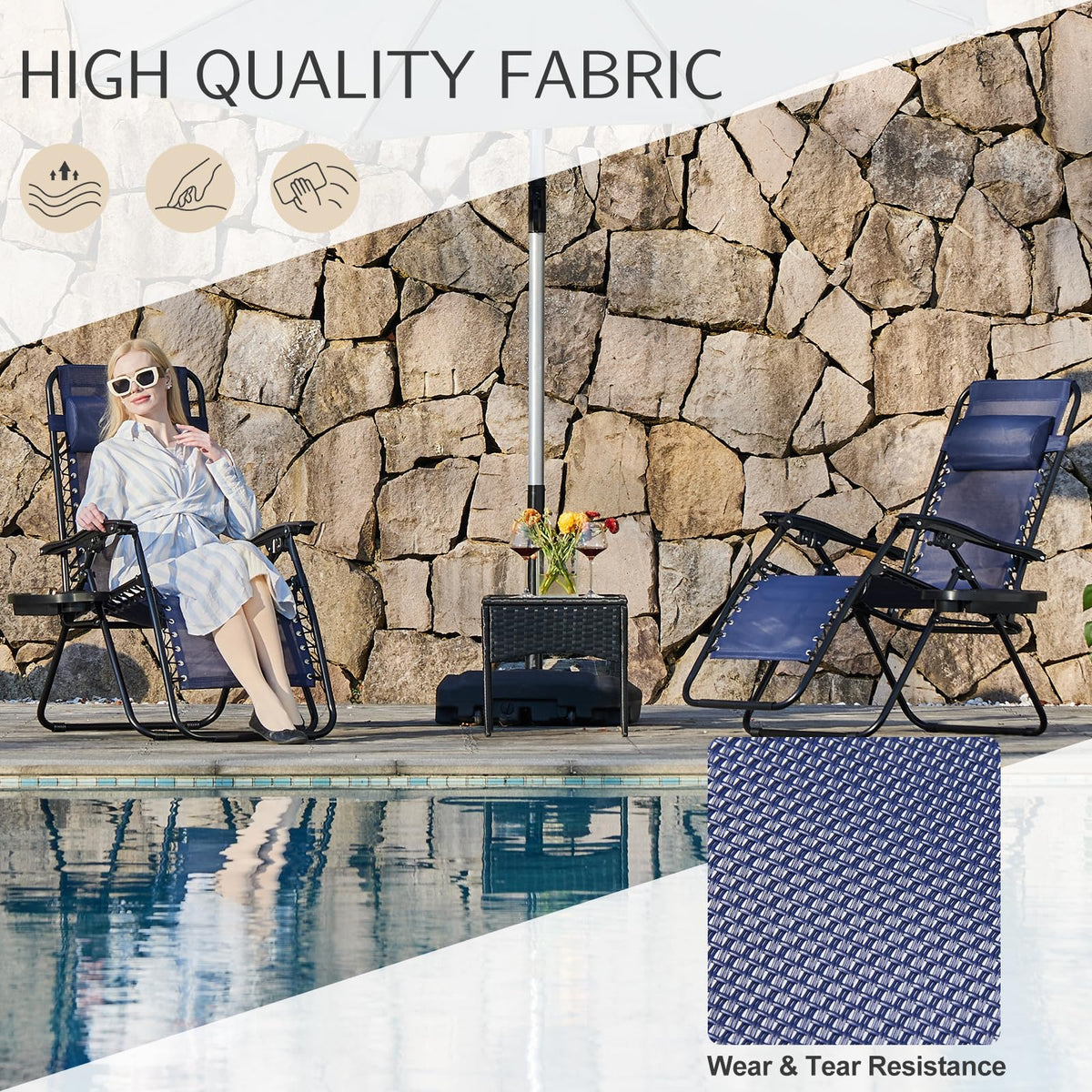 Zero Gravity Chairs Set of 2 Blue I135586