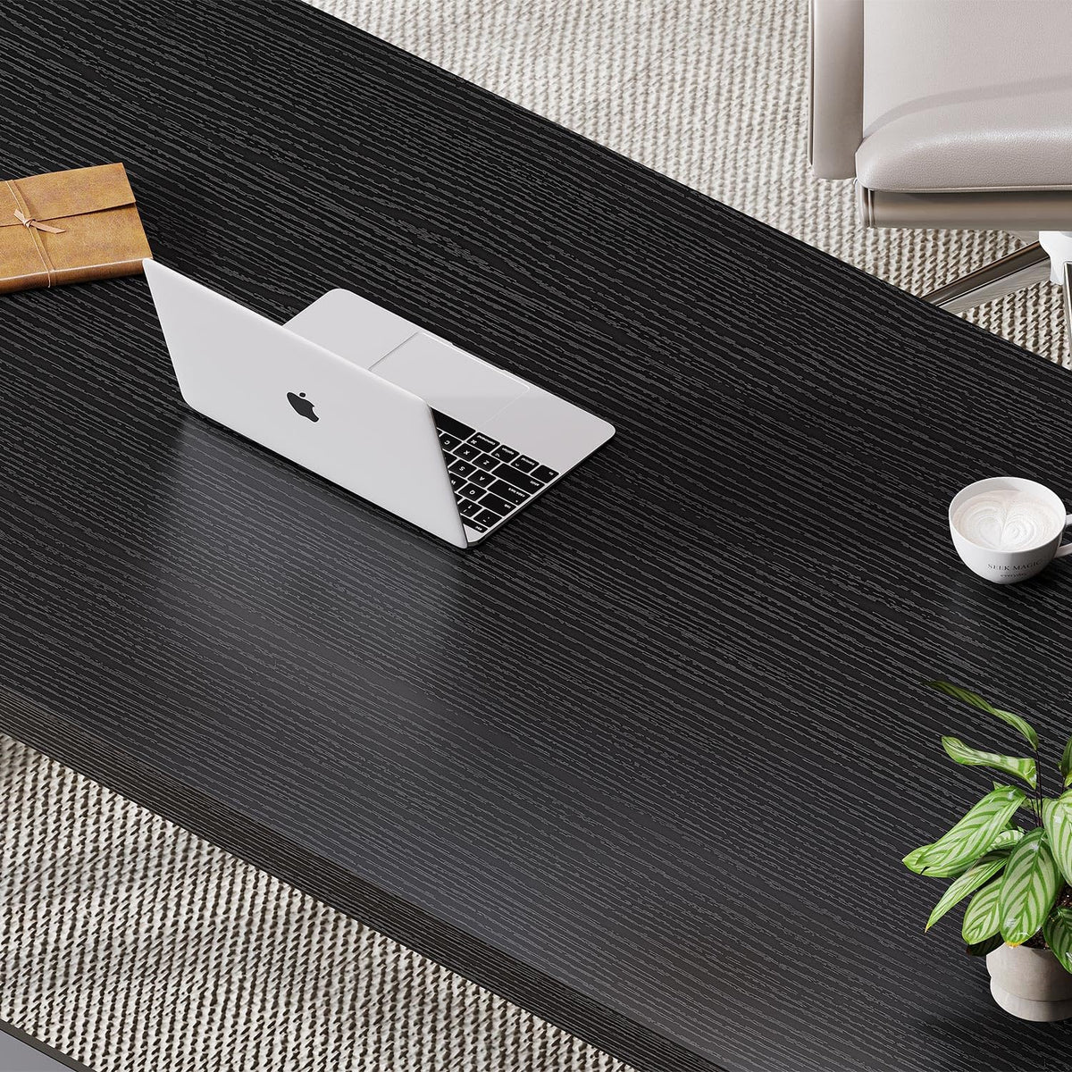 Black 47 Inch Metal and Wood Computer Desk U318