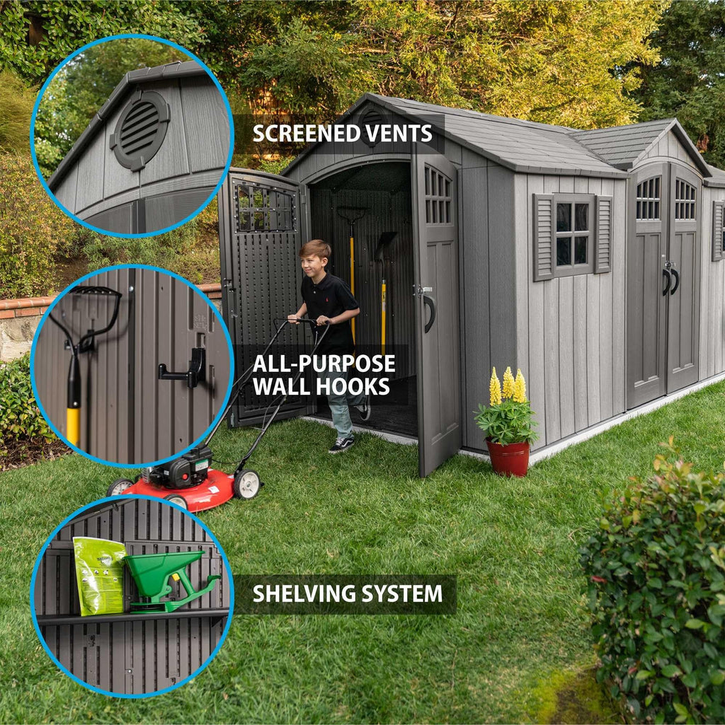 15 ft x 8 ft Gray Resin Outdoor Storage Shed J7921