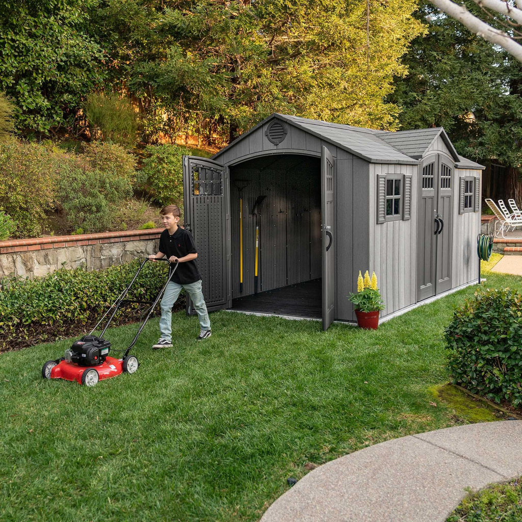 15 ft x 8 ft Gray Resin Outdoor Storage Shed J7921