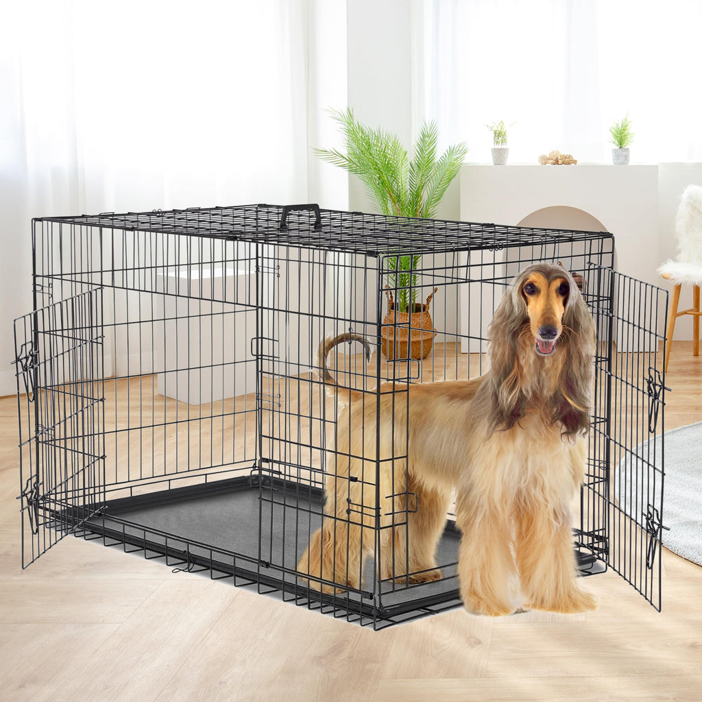48 Inch Double Door Folding Metal Dog Crate with Divider E274